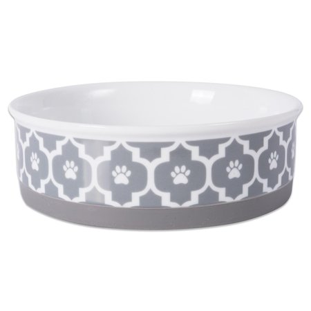 DESIGN IMPORTS 7.5 x 2.4 in. Lattice Pet BowlGrey Large CAMZ37256